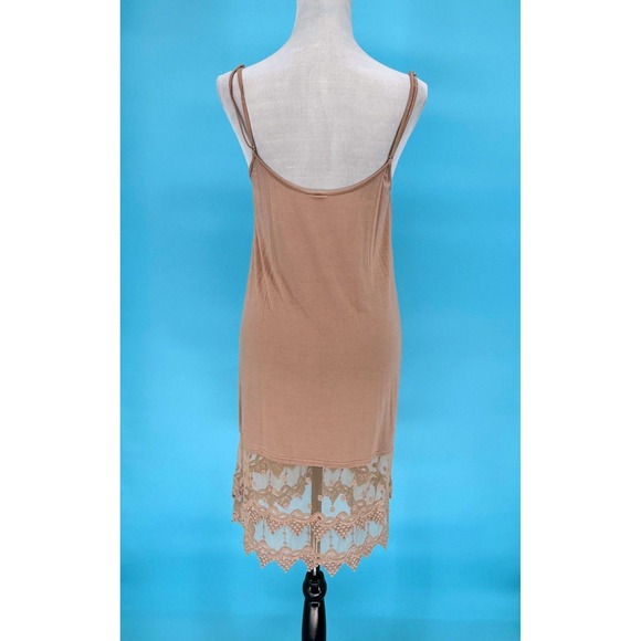 Dresses & Skirts - Womens Soft Modal Layering  Midi Dress Taupe Nude Spaghetti Strap Size M Lace